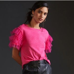 Anthropologie (Lea & Viola) ruffled tulle tee, NWOT